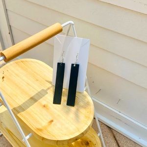 Black leather earrings